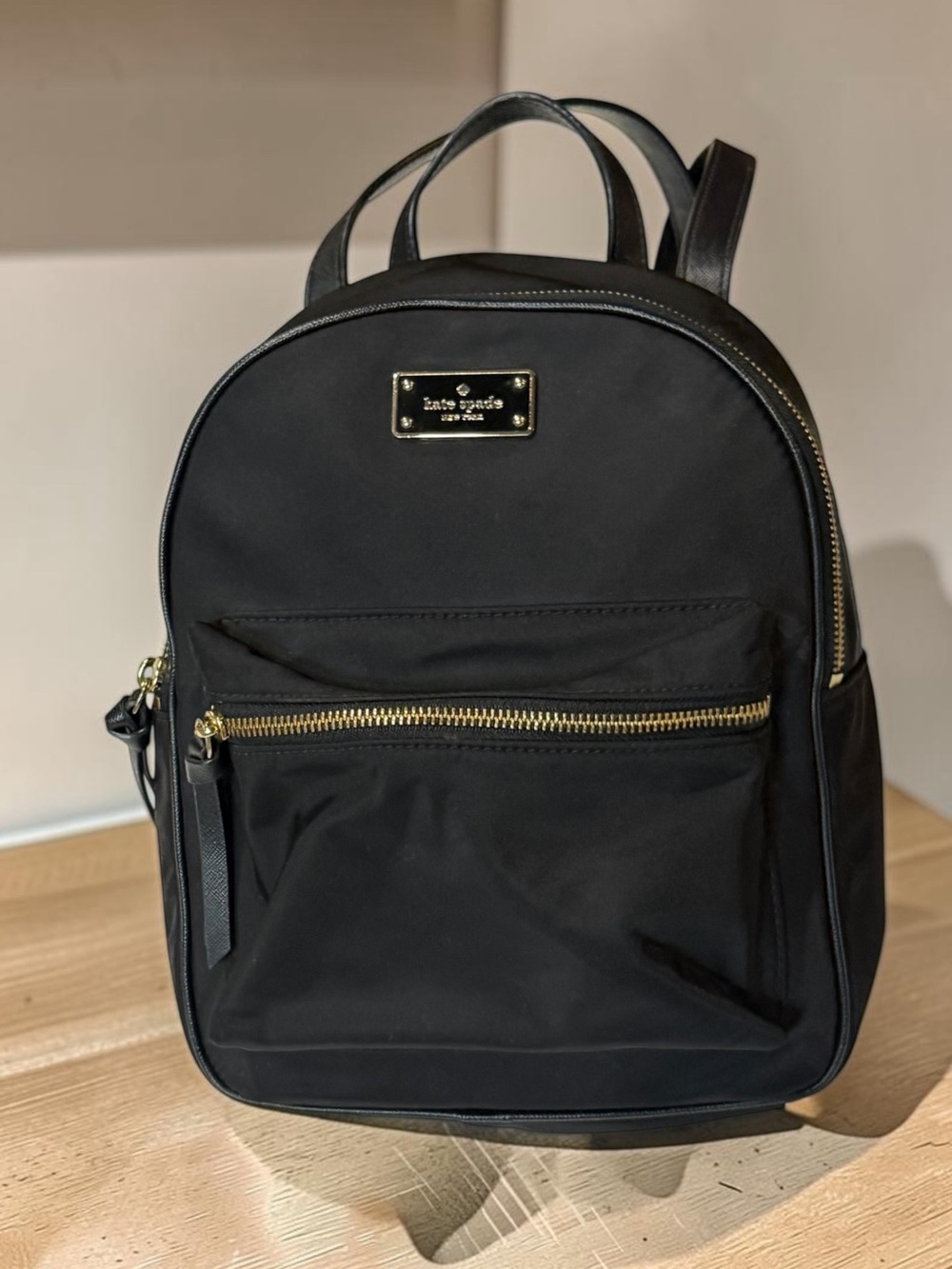 kate spade Black Nylon Backpack with Gold Hardware